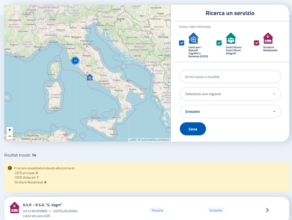 mappa demenze ricerca "Grosseto!